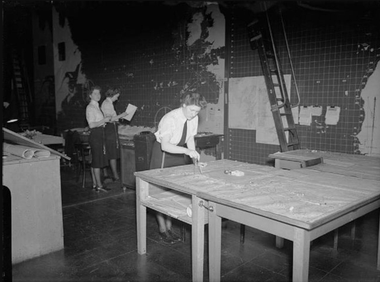 Planning the Battle of the Atlantic in the operations room of Derby House in Liverpool. 